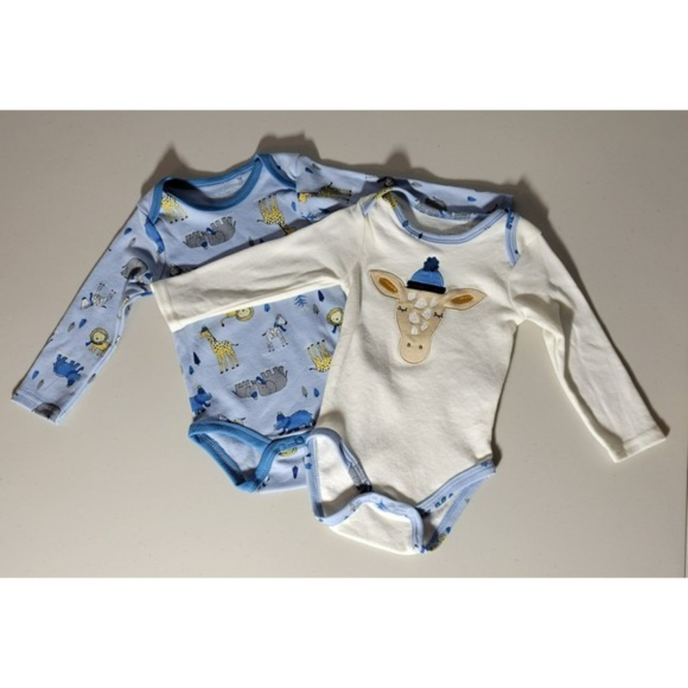 Kyle‎ & Deena New York Infant 6-9 Months LS Body Suit Set of 2 Zoo Animals NWOT